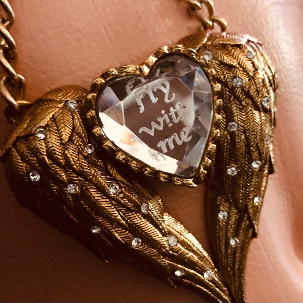 “FLY with ME” Betsey Johnson feather wing necklace